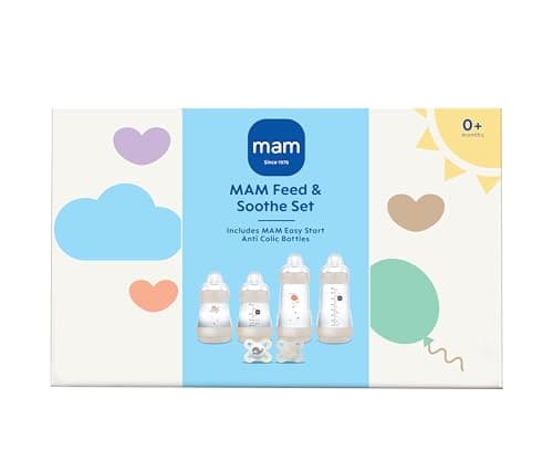 MAM Feed and Soothe Set, Anti-Colic Newborn Bottle Set Complete with Baby Soothers, Suitable from 0+ Months, Ideal Baby Gift Set For New Parents, Ivory (Designs May Vary) - Image 3