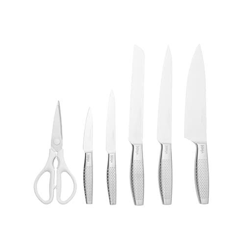 Ninja StaySharp 6 Piece Stainless Steel Knife Set with Built-in Sharpener, Kitchen Scissors and Chef's Knife, Slicing, Bread Knife, All Purpose and Paring Knife, White, K62006EUWH - Image 3