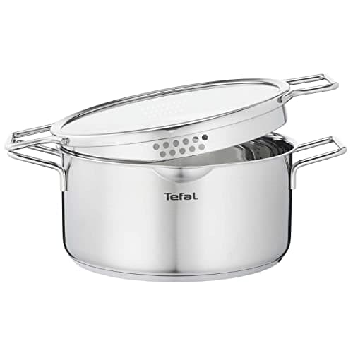 Tefal Nordica H8524635 Stewing Pot 24 cm (5 L) Stainless Steel with Glass Lid, Heat Distribution Base, Pouring Spout, Easy Draining, Suitable for All Heat Sources Including Induction - Image 2