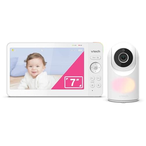 VTech VM7467 Baby Monitor with 7" LCD Screen, Panoramic Tilt Remote Zoom, 178° Wide Angle View, Soothing Sounds and Lullabies, Multi-Color Night Light, Two-Way Talk, - Image 4