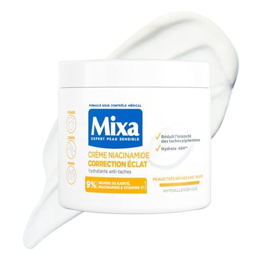 Mixa - Crème Niacinamide Correction Éclat - Crème Hydratante Anti-Taches au Beurre de Karité, à la Niacinamide et à la Vitamine C - Adaptée au Visage, Corps et Mains - Hypoallergénique - 400ml - Image 3