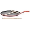 LE CREUSET 20136270600460 Enamelled Cast Iron Crepe Pan with Iron Handle, Wooden Spatula and Rake, 27 cm, 2.15 kg, Cherry - Image 3