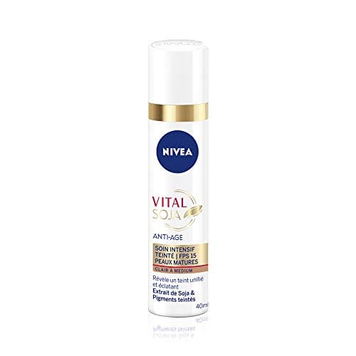 NIVEA Vital Soja Anti-Âge Soin Intensif Teinté Clair à Medium FPS 15 (1x40 ml), sérum anti-âge enrichi en Soja & pigments teintés, soin visage femme peau mature - Image 2
