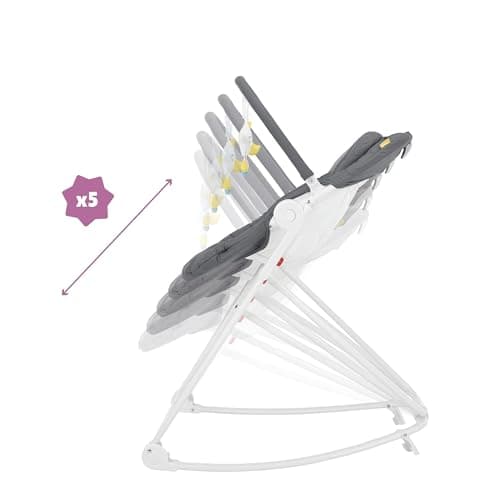 Badabulle Moonlight Compact'Up Height Lounger, Height Adjustable to 5 Positions, Backrest Adjustable to 2 Positions, Compact Folding, Fixed Lounger or Swing Chair - Image 3