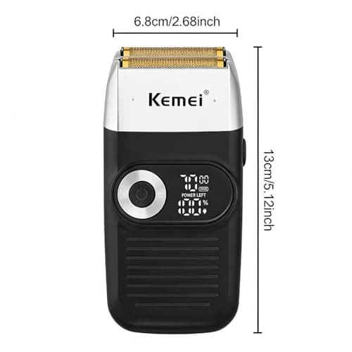 KEMEI Aluminum Foil Razor for Men Barber Shaver Rechargeable Electric Razor with Beard Trimmer, Cordless Lithium Titanium Aluminum Foil Shaver with Travel Case - Image 8