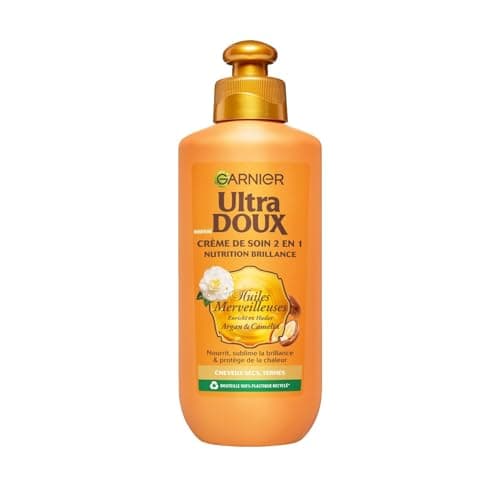 Garnier Ultra Doux Marvelous Oils for Dry & Dull Hair - Nourishing Shine Care Cream - Argan & Camellia Oil - Men & Women - 200 ml - Image 2