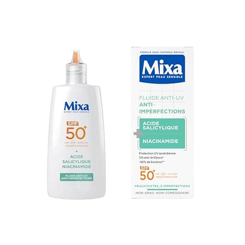 Mixa - Daily Anti-UV & Anti-Bleach Fluid - SPF 50+ - Very High Protection - Salicylic Acid and Niacinamides - Anti-pimples and Shine - Mattifying Effect - 40 ml - Image 3