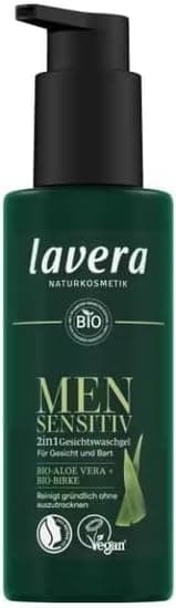 lavera Men Sensitiv 2-in-1 Facial Cleansing Gel - Moisturizing - Cleansing without Drying - for Sensitive Skin - Vegan - Natural Cosmetics - 150ml