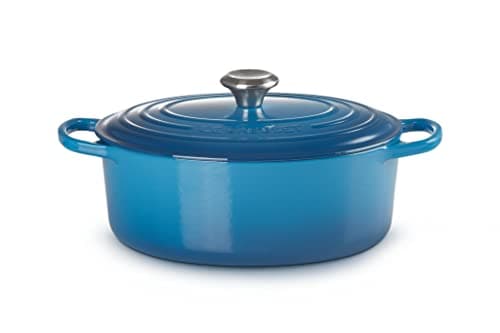 LE CREUSET, Signature Enamelled Cast Iron Casserole Dish with Lid, Ø 25 cm, Oval, Compatible with All Heat Sources (Induction Included), Capacity: 3.2 L, 3.65 kg, Marseille Blue - Image 4