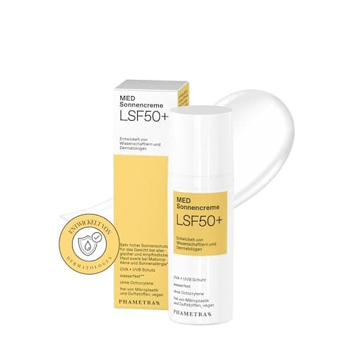 Phametra MED Crème solaire SPF 50+ | Très haute protection pour peaux allergiques & sensibles | Sans octocrylène & microplastiques | Protection UVA + UVB | Résistant à l'eau |Sans parfum | Vegan |50ml - Image 3