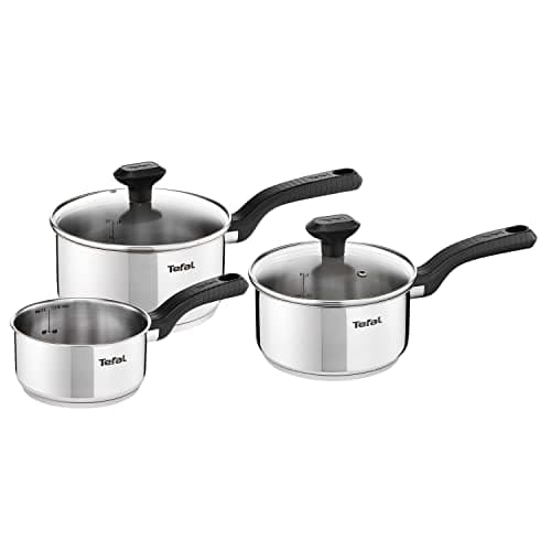 Tefal Comfort Max C973S344 Set of 3 Saucepans 14/16/18 cm + 2 Glass Lids 16/18 cm Induction High Quality Stainless Steel Heat Insulated Handles - Image 2