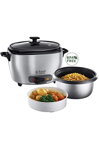 Russell Hobbs Maxicook Rice Cooker [Family] (5L, 14 servings, 700W, Spatula & Pod Incl., Auto Hot Stop & Keep, Also Ideal for Vegetables/Fish etc., Non-Stick Bowl) 23570-56 - Image 3