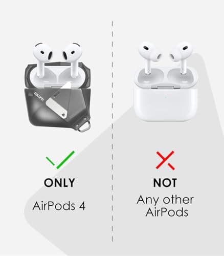 Aulumu A29 Geometric Case for AirPods 4 with Lock | Protective Case with Nylon Buckle | Alloy Armor | Compatible with Apple AirPods 4th Generation (2024), Translucent Gray - Image 3