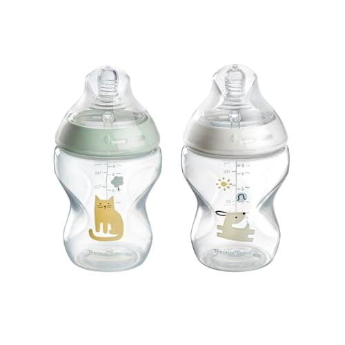 Tommee Tippee Natural Start Bottles 0.01m+ 2 Pack 260ml Bottles with Natural Mouth Teat Slow Flow Teat, BPA Free, Green & White - Image 3
