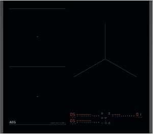 AEG TI63IQ3BFB Induction Hob, 60 cm, 3 Cooking Zones, SenseBoil & SenseFry, Flexipont, Hob2Hood System, PowerBoost and Pause, Independent Sliding Controls, Black