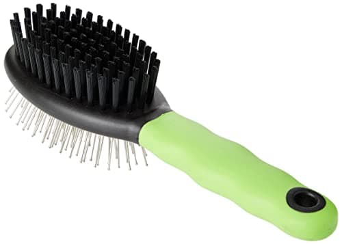 Ferplast Double Brush for Cats - Short, Medium & Long Hair - Stainless Steel Rounded Heads - Soft Bristles - Ergonomic Soft Handle - Size S, Green - Image 4