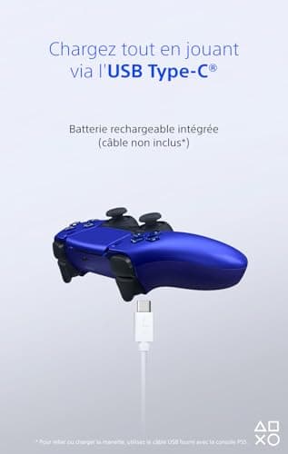 Playstation Sony, Manette 5 officielle DualSense, Sans fil, Batterie rechargeable, Bluetooth, Compatible avec PS5 et PC, Couleur : Cobalt Blue - Image 6