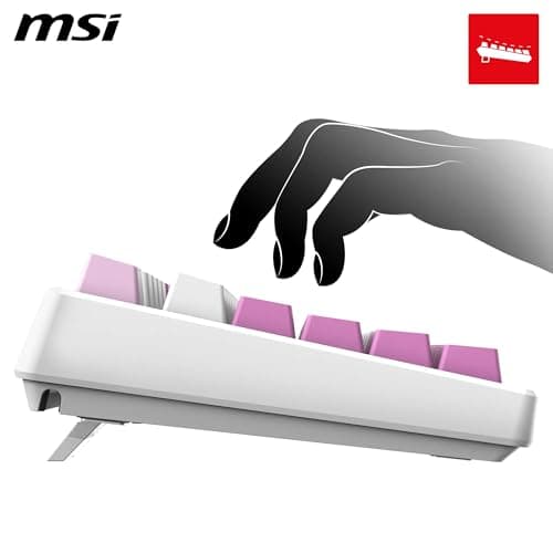 MSI Forge GK600 TKL Wireless Purple FR Mechanical AZERTY Keyboard with Linear Switches - Sublimation Printed PBT Keys, Non-slip Base, RGB LED, USB 2.0, Bluetooth, 2.4 GHz - Tenkeyless - Image 5