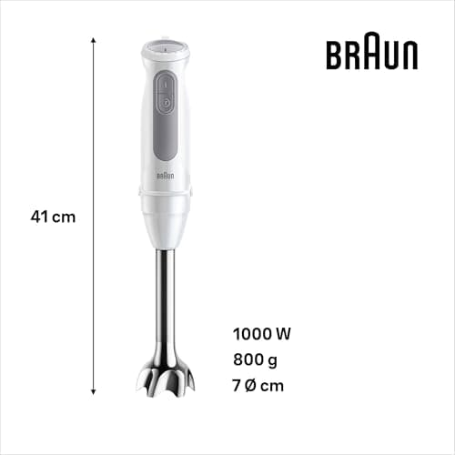 Braun MultiQuick 5 MQ 50.001 M, Manual Blender with PowerBell Plus Technology, 21 Speed Wheel+Turbo, Click Plus System, Mixer with Ergo Handle, Steel Cam and Beaker 600 ml, 1000W, White - Image 7