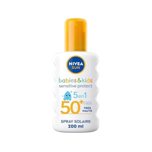 NIVEA SUN Kids Spray solaire Protect & Play Sensitive FPS 50+ (1x200 ml), protection anti UV sans parfum & ultra résistante à l’eau, écran solaire enrichi en aloe vera - Image 2