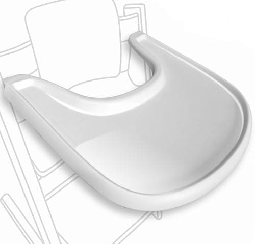 High Chair Table Compatible with Stokke Tripp Trapp Trapp Chair with Powerful Smooth Suction Surface, Curved Ergonomic Design, Glossy White, BPA Free, Easy to Assemble - Image 2