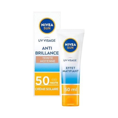 NIVEA SUN - Crème UV Visage Anti-Brillance Teintée FPS 50 - Protection UVA/UVB - Hydrate, Protège & Matifie - Antioxydant - Sans Silicone - Non Collant - Peaux Normales À Mixtes - Medium - 50 ml - Image 2