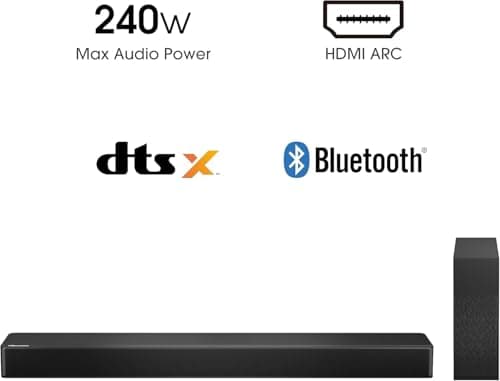 Hisense Barre de Son 2.1 CH 240W H210 - DTS Virtual X, Caisson de Basse sans Fil, HDMI Arc, Bluetooth, Noir - Image 4