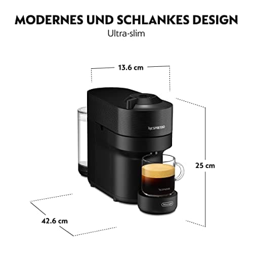 De'Longhi Nespresso Vertuo Pop ENV90.BAE, Coffee Capsule Machine with Milk Frother, Coffee Pod Machine for One Cup, 4 Cup Sizes, Centrifusion Technology, Welcome Kit Included, Black - Image 4