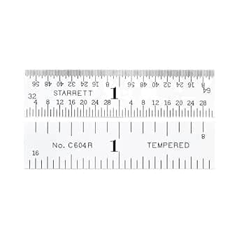 Starrett C604R-2 Spring Hardened Steel Ruler with Thumb Graduations, 4R Style Graduations, 2" Length, 1/2" Width, 3/64" Thickness