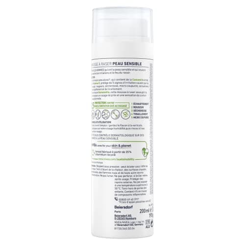 NIVEA MEN Sensitive Skin Shaving Foam (200 ml), shaving cream enriched with chamomile and witch hazel, shaving treatment 0% alcohol for men - Image 4