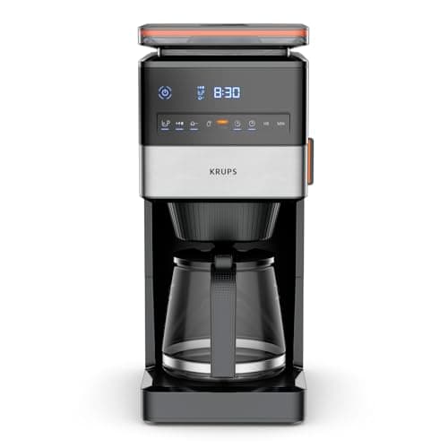 Krups Grind Aroma XL KM842810 Coffee Maker, Removable Conical Grinder, Digital Control Panel, XL Capacity (1.5 L), Keep Warm Function, Glass Jug, Black/Stainless Steel - Image 4