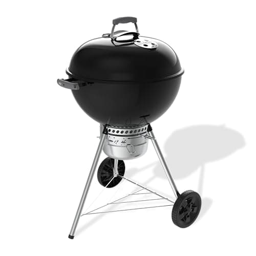 Weber Original Kettle Premium barbecue à charbon/couvercle et cuve en acier émaillé, grille 57 cm, système One-Touch de nettoyage, thermomètre intégré, trépied avec roulettes, noir - Image 2