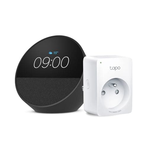 Echo Spot | Noir + Tapo Matter Prise Connectée, Fonctionne avec Alexa - Kit de démarrage Maison connectée - Image 2
