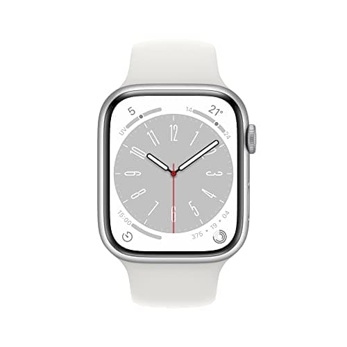 Apple Watch Series 8 (GPS, 45mm) - Silver Aluminum Case with White Sport Strap - Regular (Refurbished) - Image 4