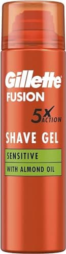 Gillette Fusion Soin de Barbe Gel de Rasage Homme (200ml) à l'huile d'amande pour peaux sensibles Action 5 fois : nettoie, hydrate, protège, rafraîchit et apaise Cadeau pour Homme - Image 3