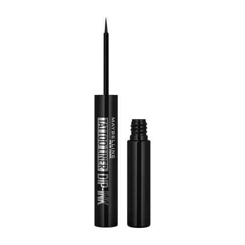 Maybelline New York - Eyeliner Liquide Waterproof - Couleur Intense Tenue Longue Durée 24H - Sans Transfert - Applicateur Feutre Précis - Tattoo Liner Dip Ink - Teinte : Black Tray (noir) - Image 2