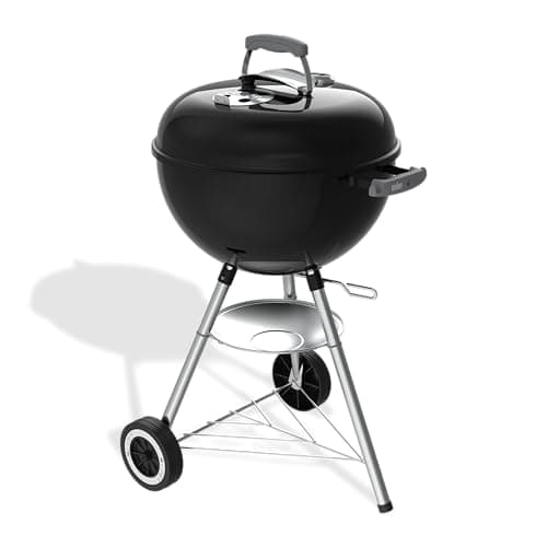 Weber Original Kettle Charcoal Barbecue Kettle with Enamelled Steel Lid and Bowl 47 cm Grill, One-Touch Cleaning System, Built-in Thermometer, Tripod with Wheels, Black - Image 4