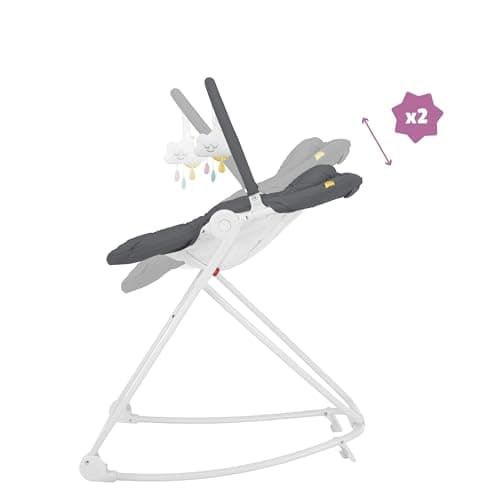 Badabulle Moonlight Compact'Up Height Lounger, Height Adjustable to 5 Positions, Backrest Adjustable to 2 Positions, Compact Folding, Fixed Lounger or Swing Chair - Image 4