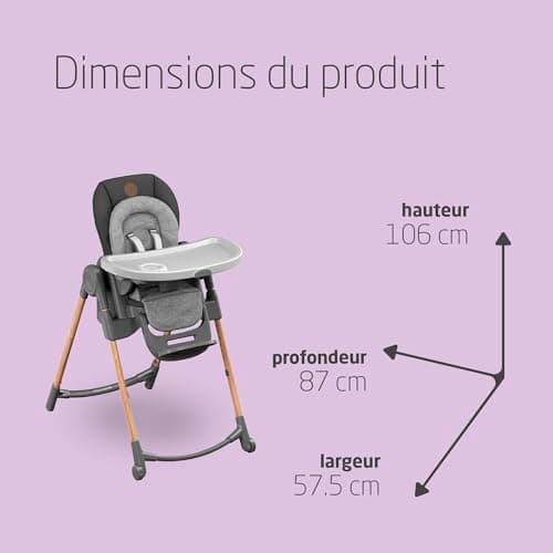 Maxi-Cosi Minla Baby Highchair, 0 - 14 years, 60 kg max, Baby Highchair, 9 Adjustable Heights, 5 Different Tilts, 4 Tray Positions, Compact Folding, Essential Graphite - Image 7