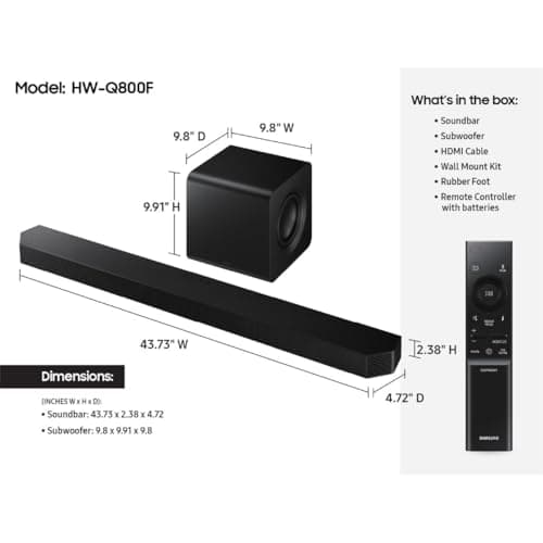 Samsung Barre de Son HW-Q800F/ZF 2025 Dolby Atmos sans Fil, Q-Symphony, 5.1.2 canaux, SpaceFit Sound Pro et Compatible avec Les Assistants vocaux - Image 6