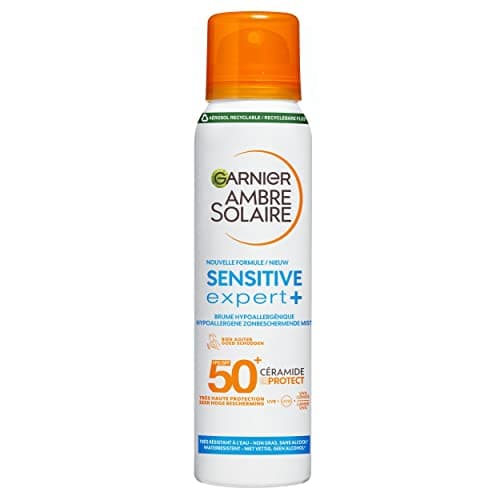 GARNIER Ambre Solaire Sensitive Expert+ - Brume Sèche - Protection Solaire FPS 50+ - Protège des UVA, UVB & UVA Longs - Résiste à L'eau - Céramides - Peaux Sensibles & Intolérantes au Soleil - 150 ml - Image 2