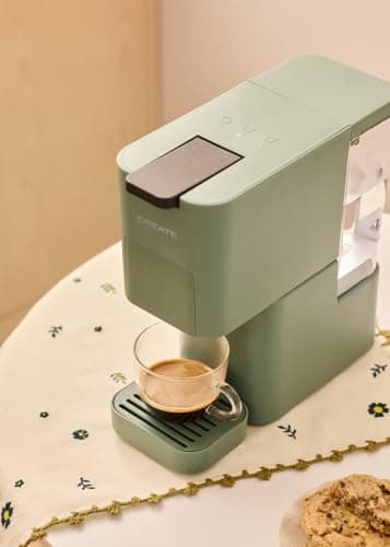 CREATE / THERA STUDIO/Multicapsule Express Coffee Machine and Sage Green Ground Coffee/Touch Panel, 19 Bar, Programmable, 3 Interchangeable Adapters, Anti-Vibration System, 1450 W - Image 3