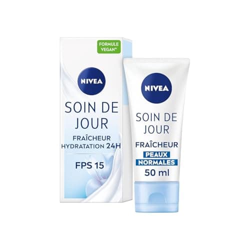 NIVEA - Soin De Jour Fraîcheur - Crème Visage FPS 15 - Hydratation Intense 24H - Repulpe & Rafraîchit - Vitamine E & Extrait De Lotus - Texture Légère - Peaux Normales - 50 ml - Image 2