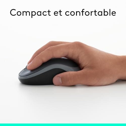 Logitech M185 2.4GHz Wireless Mouse with Mini USB Receiver, 12 Months Battery Life, 1000 DPI Sensor Resolution, Ambidextrous, Compatible with PC, Mac, Laptop - Grey/Black - Image 6