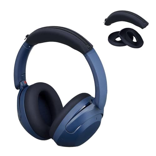 kwmobile Headband Case and Cushion Cover Compatible with Sony WH-XB910N – Protective Silicone Headband and Ear Pads – Dark Blue - Image 2