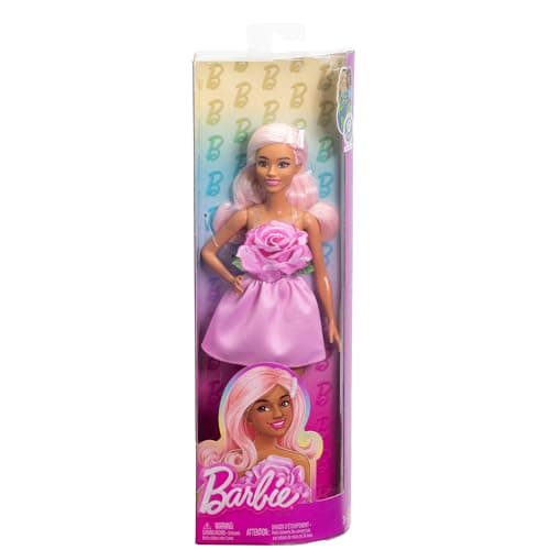 Barbie Barbie Fashionistas Pink Strapless Dress Doll with Pastel Pink Hair, Barrette and Shoes with Heels and Pink Straps,HYT94 - Image 8