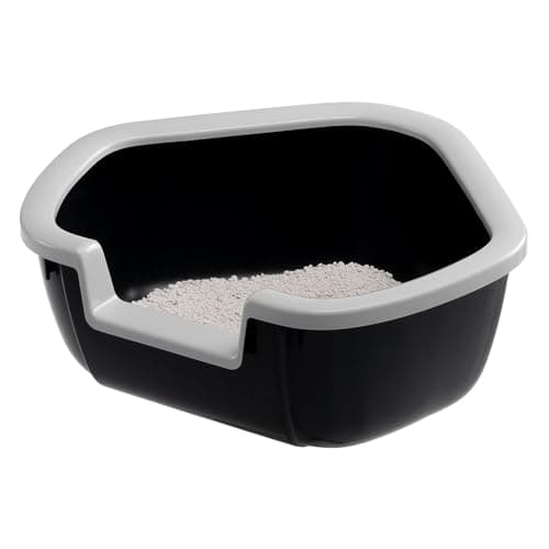 Ferplast Bac Litiere pour Chat, Maison de toilette pour Chat, Bac à litière d'angle, avec Bords Hauts et Entrée Basse, 57,5 x 51,5 x H 22 cm, Bac à Litière d'Angle DAMA, Noir - Image 6