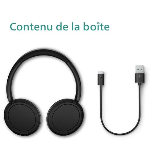 Philips TAH5209BK/00 Casque sans Fil Supra-aural Bluetooth, Isolation phonique Passive, 65 Heures d’autonomie, Son Naturel, appels clairs, Basses dynamiques, Recharge en 2 Heures Via USB-C - Noir - Image 4