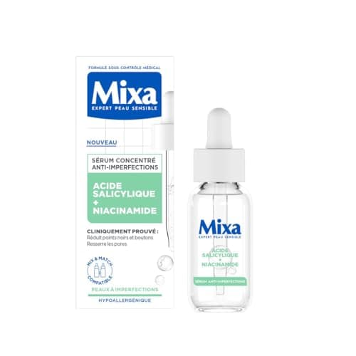 Mixa Sérum Concentré Anti-Imperfections, Sérum Visage avec Niacinamide et Acide Salicylique - Réduit Boutons, Points Noirs, Pores Resserrés, Convient aux Peaux Sensibles et à Imperfections, 30ml - Image 2