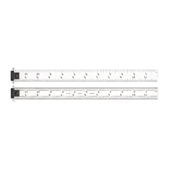 Starrett CD604R-12 Spring Ruler Hardened Steel with Adjustable Thumb Graduations, Double Hook, 4R Style Graduations, 12" Length, 1" Width, 3/64" Thickness